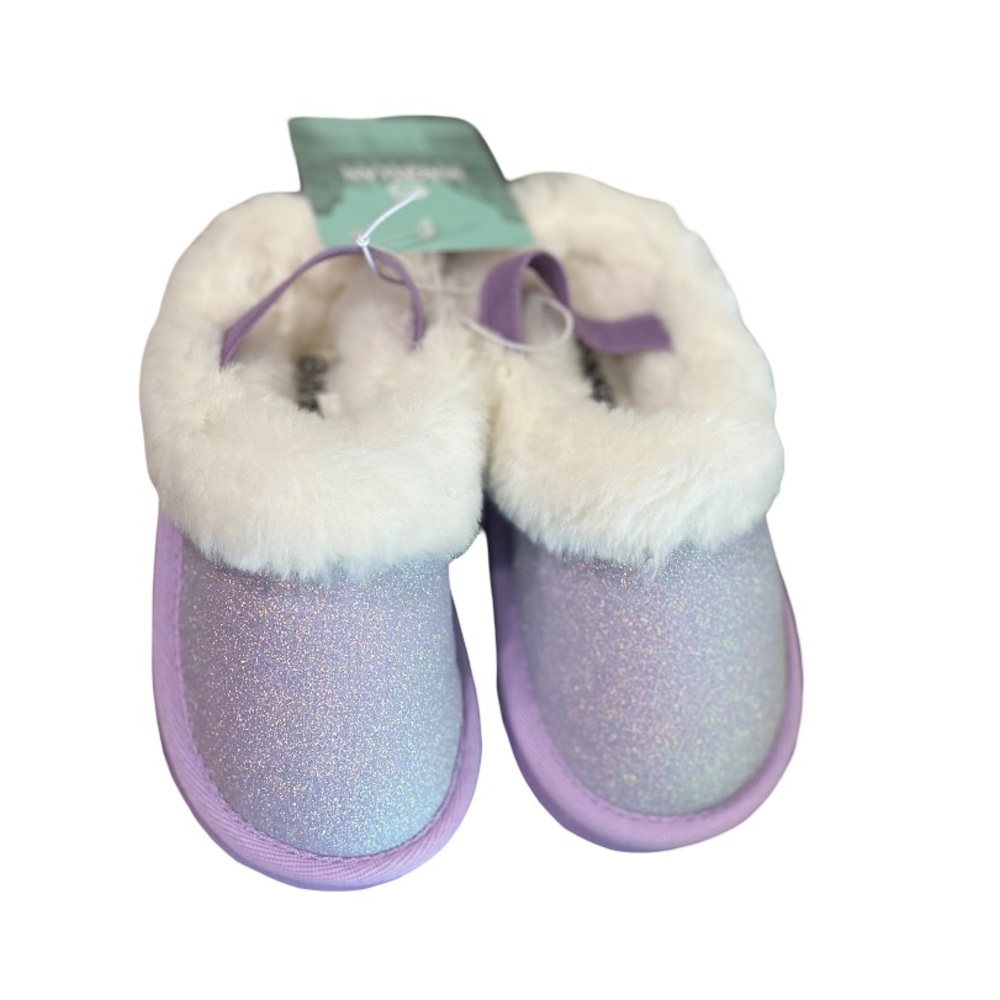 Magellan Outdoors Kids Slippers - Sparkly Purple and White NWT